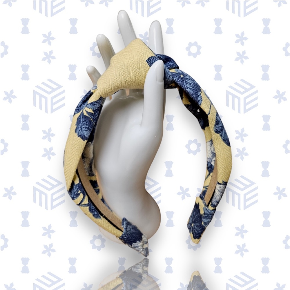 050- Blue/Yellow Handmade Headband- Anti-Slip